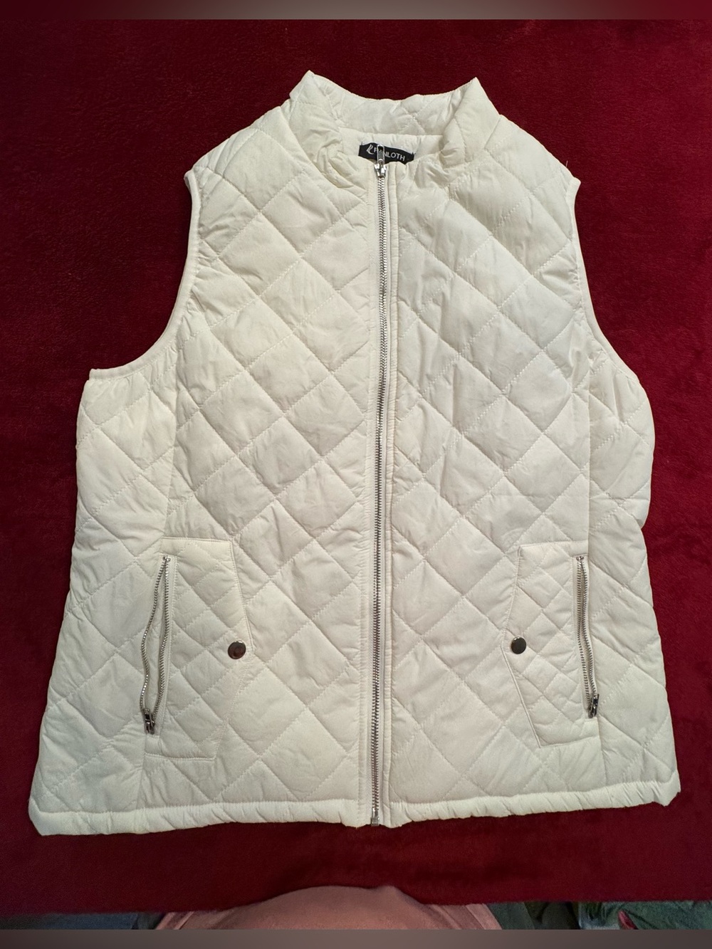 Croft & Barrow Quilted Cream Vest with Zip Front